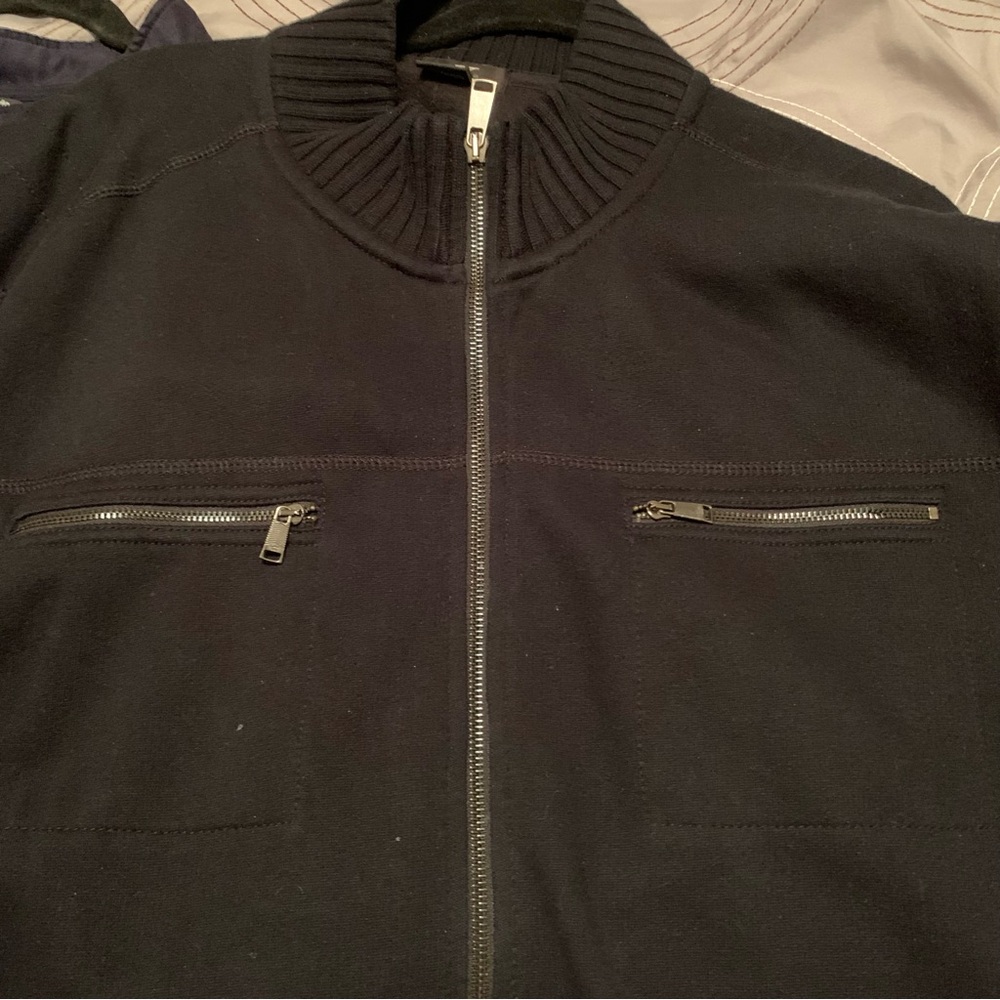 Calvin Klein Men's Black Full Zip -Front Knit Sweater XXL VTG - Picture 3 of 9